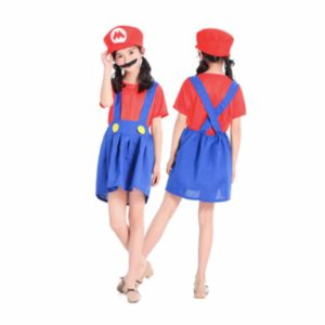 Costume de Mario et Luigi Bros pour adolescents avec chapeau moustache et gant pour fête d'Halloween (rouge