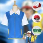 déguisement de sacha pokémon blanc et bleu avec accessoires
