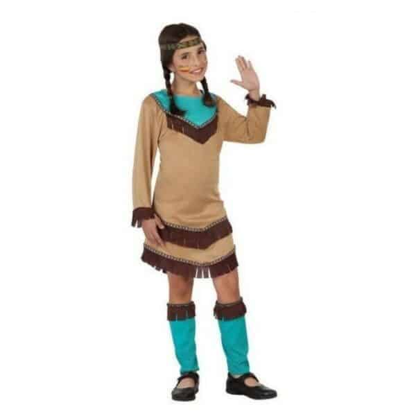 Déguisement pour enfants Indienne Bleu. Bonne qualité, très original porté par une petite fille, couleur marron