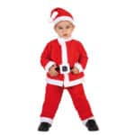 Déguisement pour Enfants Père noël, rouge et blanc porté par un petit garçon.