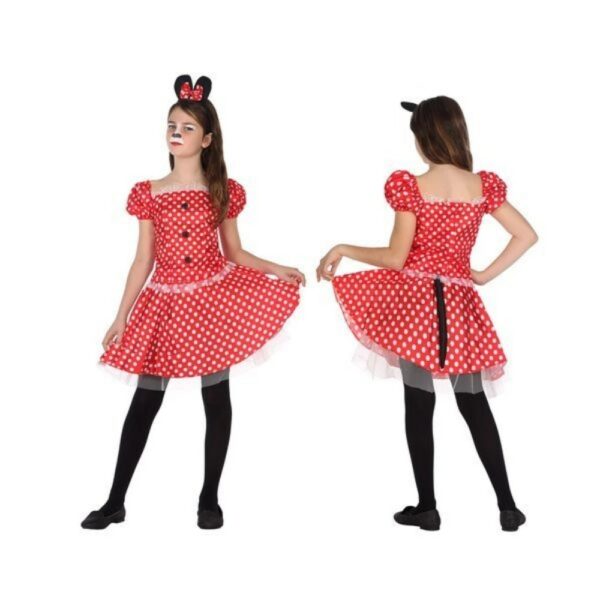 Déguisement pour Enfants Minnie Mouse, Bonne qualité, très à la mode portée par une petite fille qui porte un colon noir