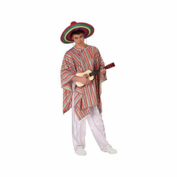 Déguisement pour Adultes Mexicain avec motif, pantalon blanc avec accessoire complet porté par un homme.