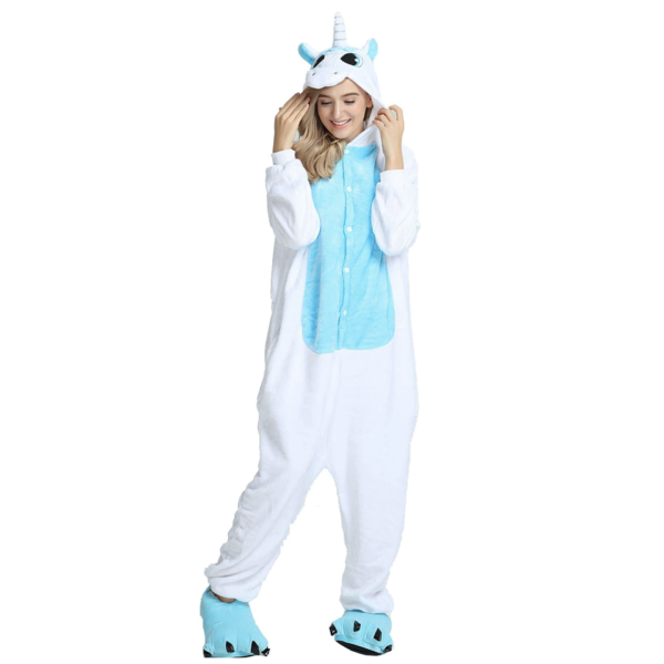 Déguisement adulte combinaison licorne blanche et bleu Déguisement Animaux Déguisement Licorne