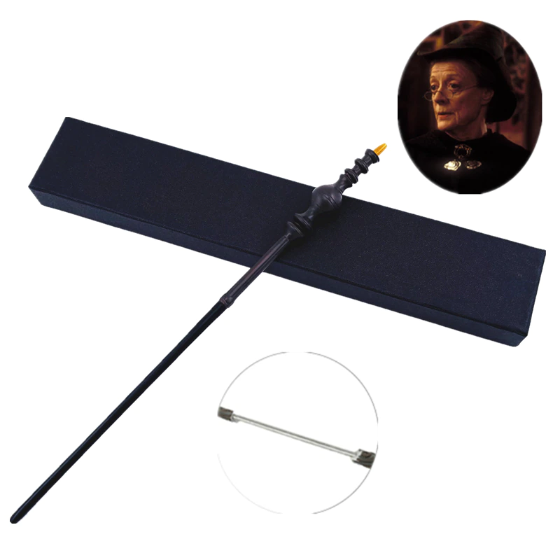 Baguette de Minerva McGonagall noir, avec la photo de son portrait en haut à droite de l'image
