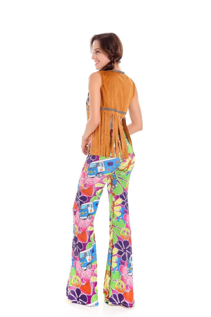 BIQIQI Costume Hippie des Années 70 pour Femme avec Accessoires, Te