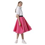 Mi-longue jupe rose évasée motif caniche pour femme Déguisement Fantastique