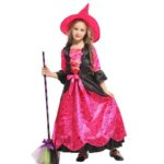 Robe sorcière avec chapeau pointu rose pour filles Déguisement Fantastique Déguisement Sorcière