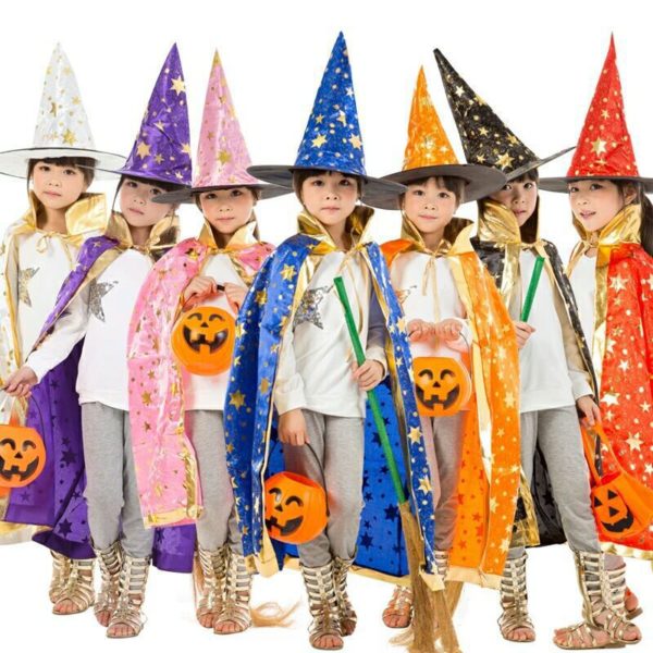 Cape de sorcière avec chapeau pointu pour enfants Déguisement Fantastique Déguisement Sorcière
