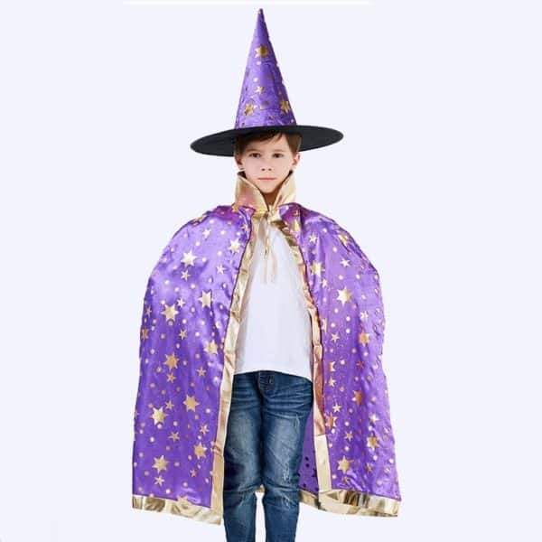 Cape de sorcière avec chapeau pointu pour enfants Déguisement Fantastique Déguisement Sorcière