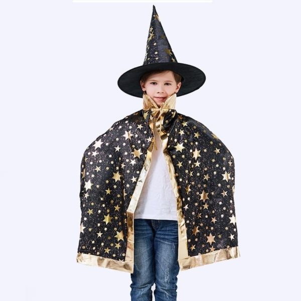 Cape de sorcière avec chapeau pointu pour enfants Déguisement Fantastique Déguisement Sorcière