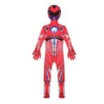 Déguisement power rangers rouge des années 90 avec du blanc bleu et noir