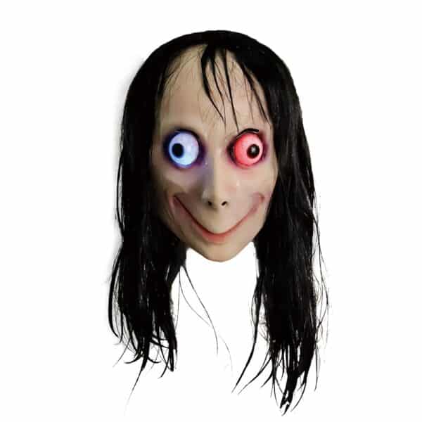 Hd8ed89a6bfaf43709db1fa8e3d1e8fd1H Masque Halloween avec cheveux noirs et yeux globuleux de couleur bleu et rouge