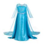 Déguisement reine des neiges de couleur bleu avec des paillettes