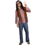 Déguisement hippie rétro pour homme, porté par un homme. Bonne qualité et très à la mode.