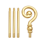 Sceptre de Pharaon doré, démonté en quatre parties, sur fond blanc