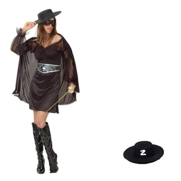 Déguisement Zorro pour femme avec un fond blanc
