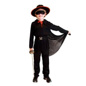 Déguisement Zorro noir pour enfants avec un fond blanc