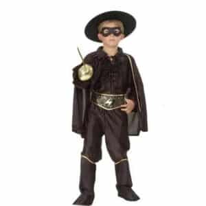 Déguisement complet Zorro pour enfants avec un fond blanc