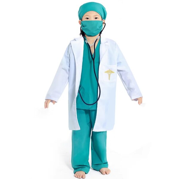 Déguisement Docteur avec le manteau blanc pour enfants avec un fond blanc