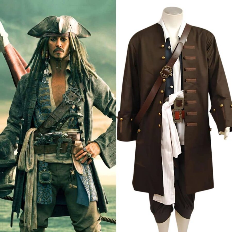 Déguisement de Jack Sparrow sur fond blanc