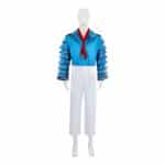 Costume The Mask bleu avec chemise à volants rouges, pantalon blanc