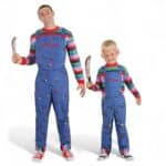 Smiffys Costume de Chucky, Bleu, avec haut et salopette imprimée Halloween