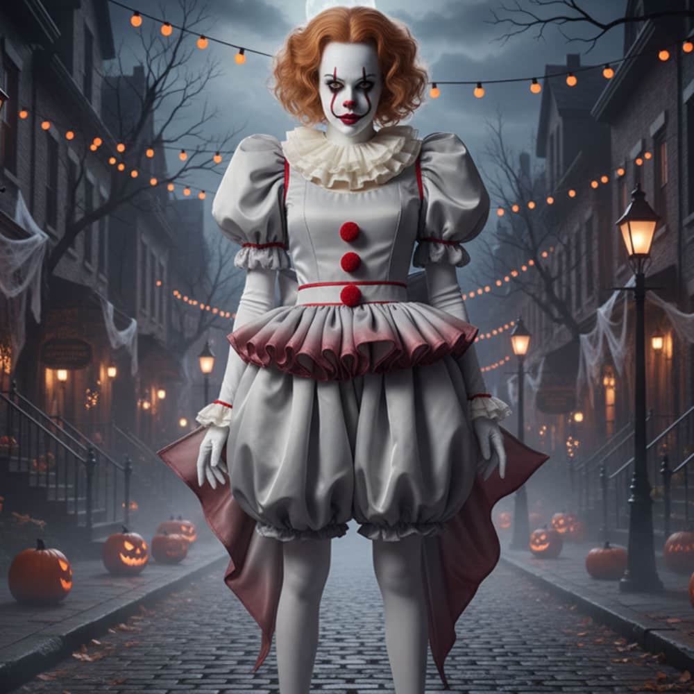 Déguisement clown Ça pour femme Halloween avec grand noeud – Image 6