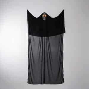 Rideau de porte noir en forme de fantôme pour Halloween sur fond gris