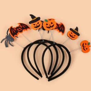 Lot de 4 serre-têtes mignon pour Halloween avec des détails de citrouille sur fond orange