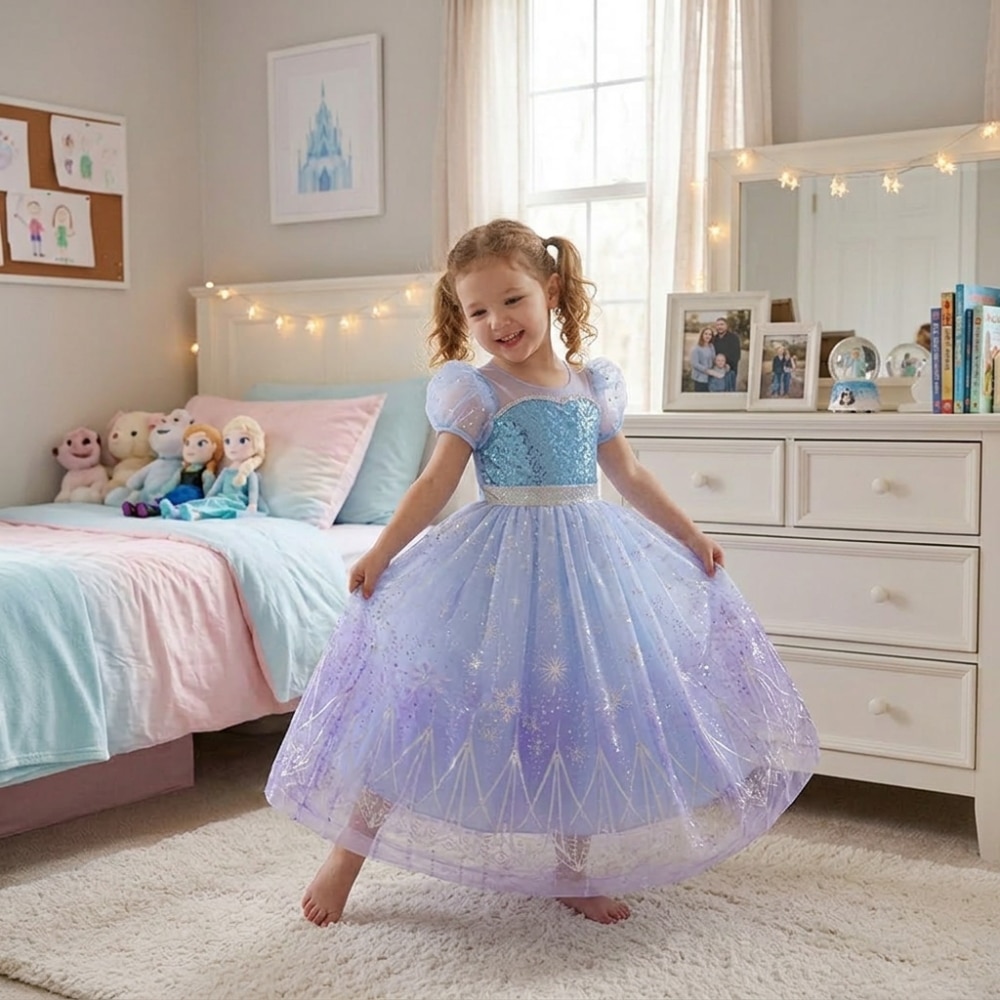 Robe princesse LED déguisement Elsa Reine des Neiges – Image 2