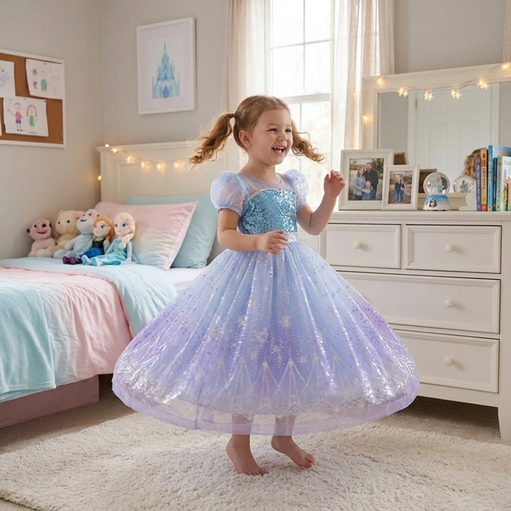Robe princesse LED déguisement Elsa Reine des Neiges – Image 3