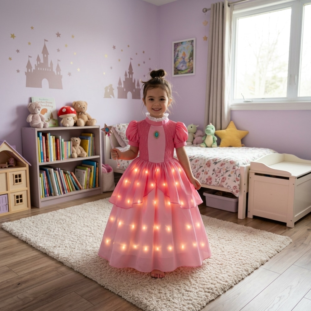 Robe princesse LED déguisement Princesse Peach Mario – Image 3